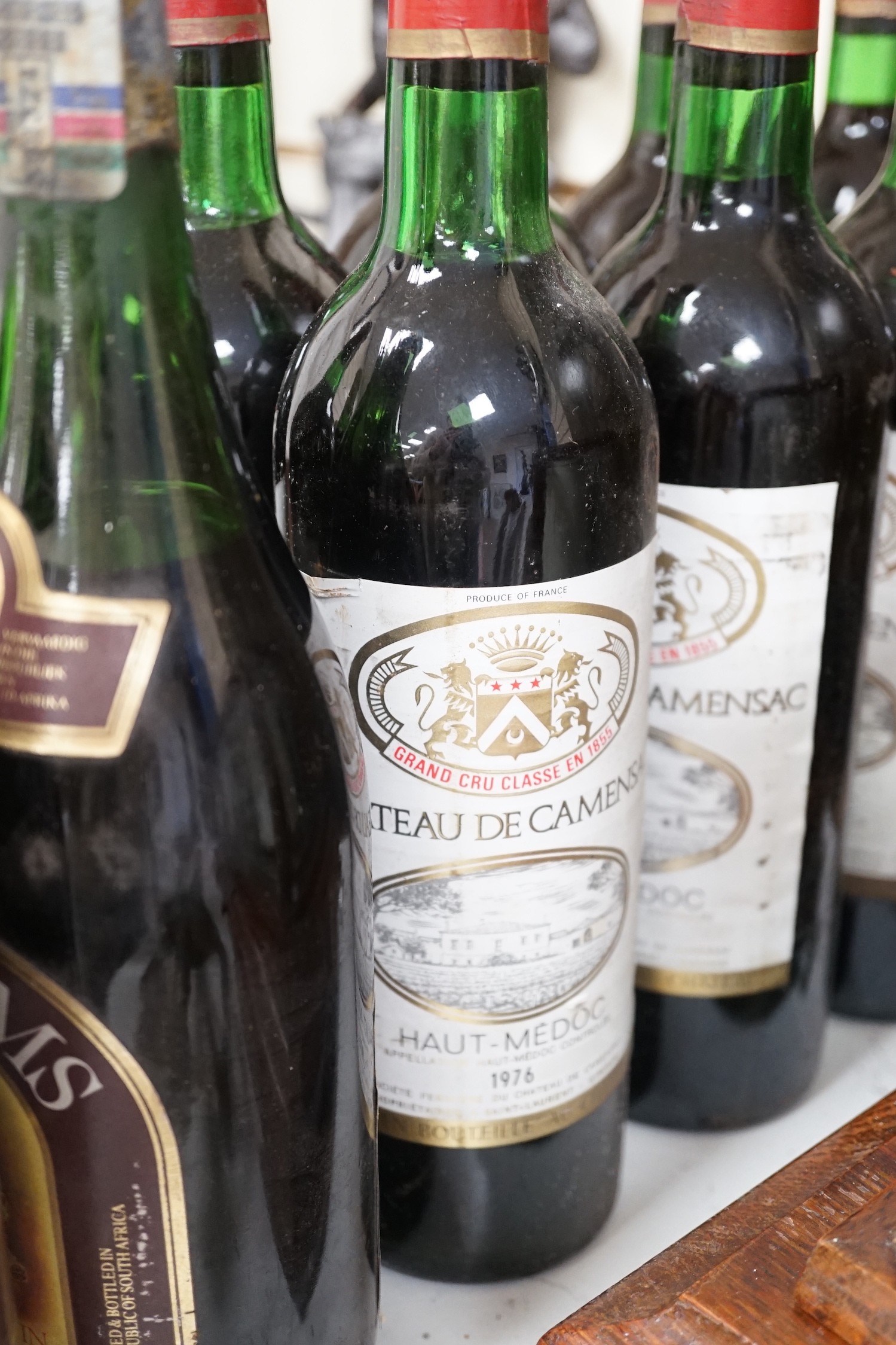 Nine bottles of Chateau De Camensac Haut Medoc 1976 and 3 bottles of Bertram’s Shiraz (12)